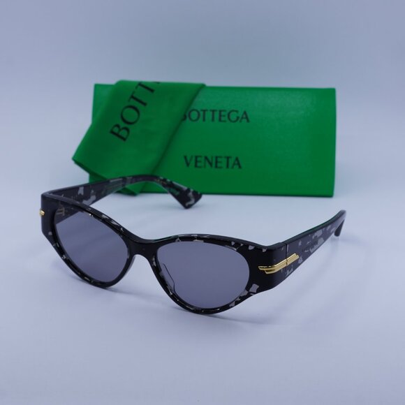 Bottega Veneta BV1002S 002 Cat Eye Sunglasses - Black Havana/Grey main image 9